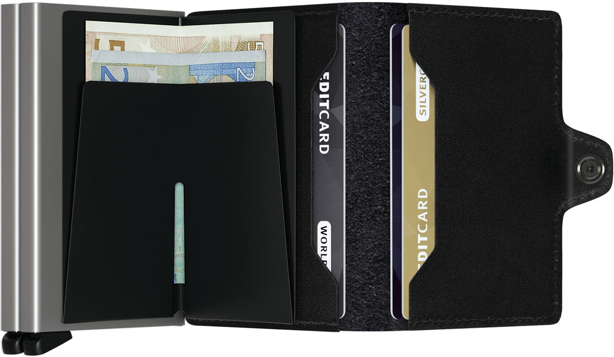 Secrid Kartenetui Twinwallet – mit RFID-Schutz, Slider-Verschluss – 70×102×25 mm – 8–12 Karten – Schwarz