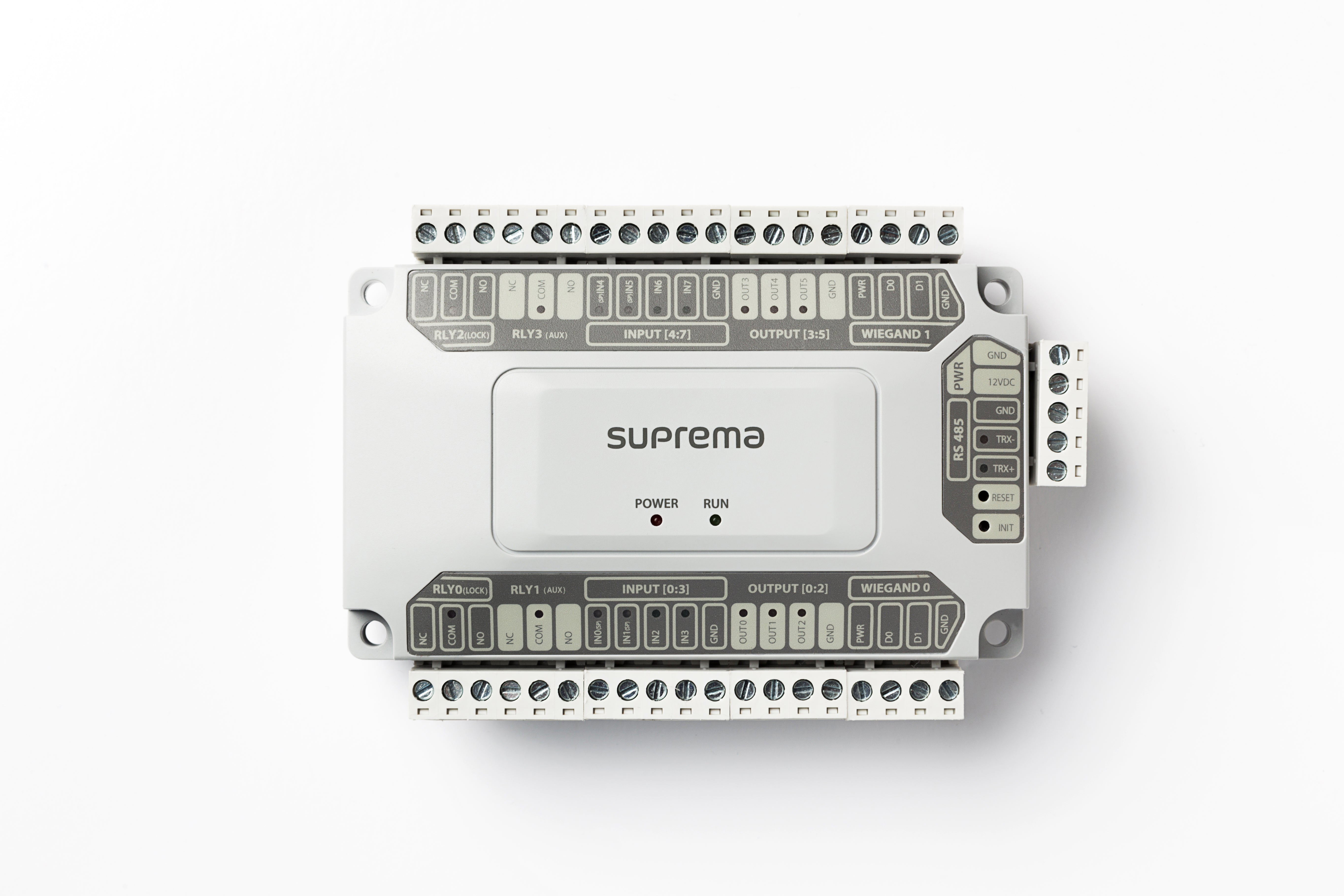 Suprema DM-20 Zutrittscontroller – 4 Türen, 12 V DC, Wiegand, RS-485, 120×36×70 mm, Weiss