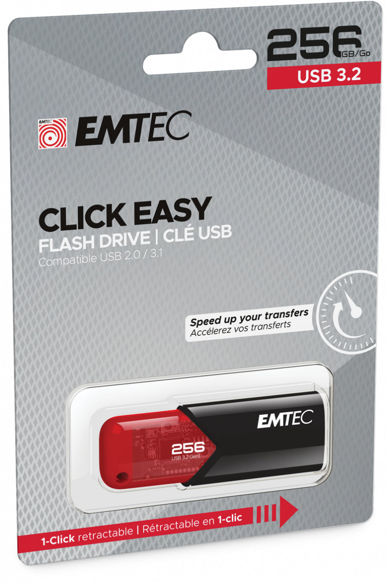 Emtec B110 Click Easy USB-Stick – 256 GB, USB 3.2, rot