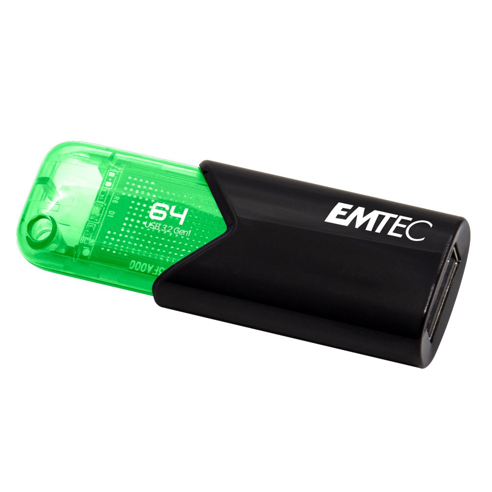 Emtec B110 Click Easy USB-Stick – 64 GB, USB 3.2, Gehäuse aus 100% recyceltem Kunststoff ohne Kappe