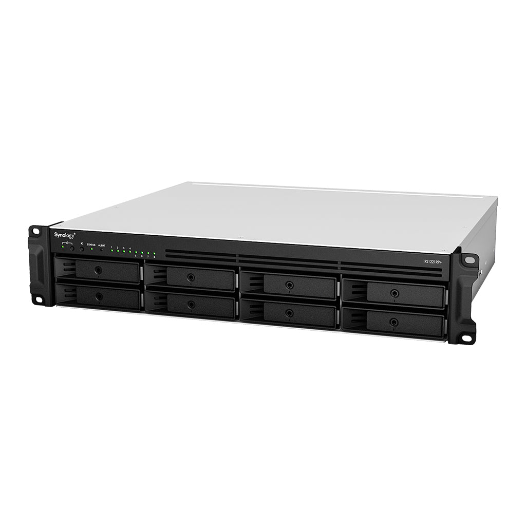 Synology RS1221RP+ – 8-Bay Rack 2U NAS – AMD Ryzen V1500B, 4 GB RAM, 1GbE, DSM, redundantes Netzteil