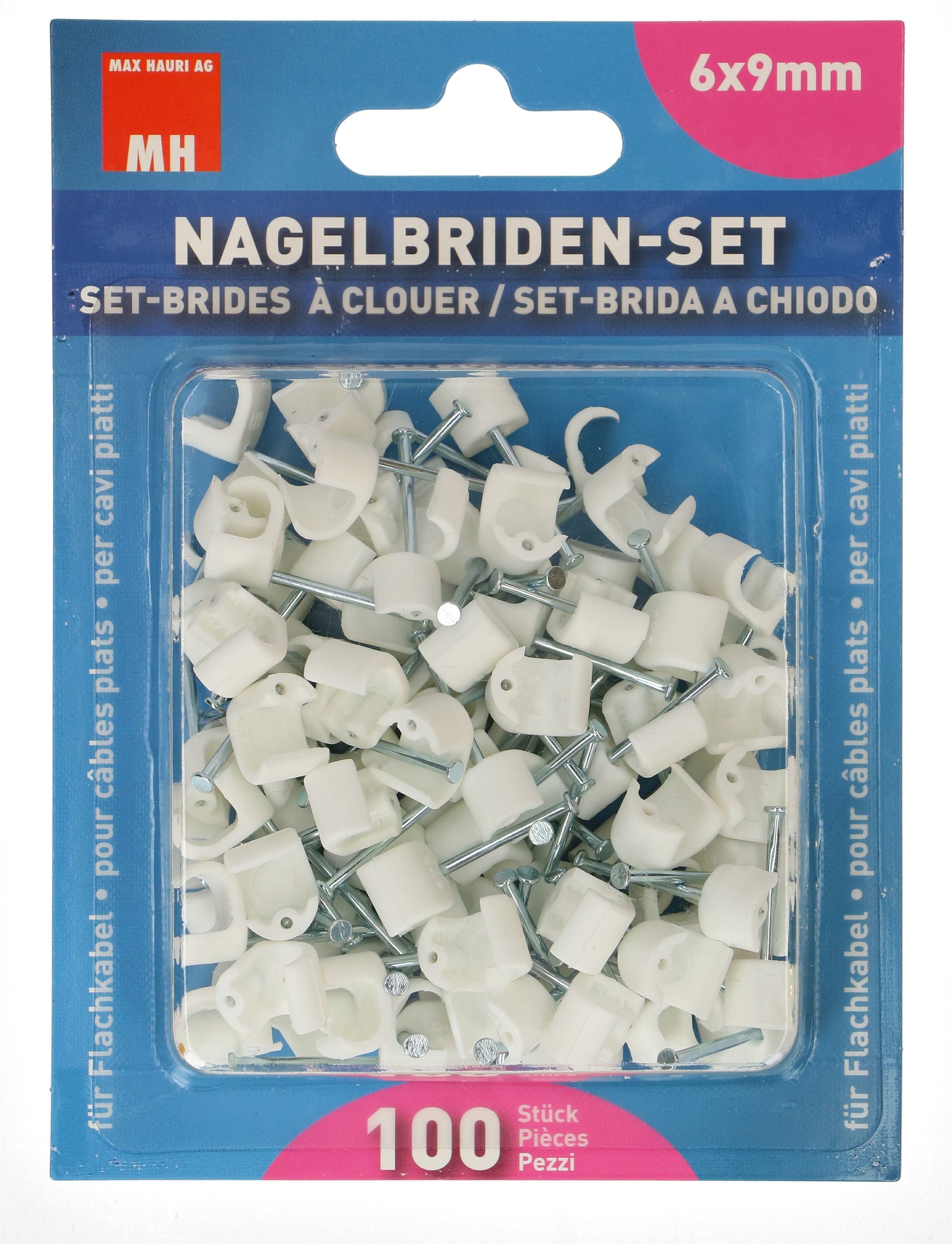 Max Hauri AG Max Hauri Kabelbinder, 25×12 mm, 100er-Pack, Polypropylen (PP) – weiss