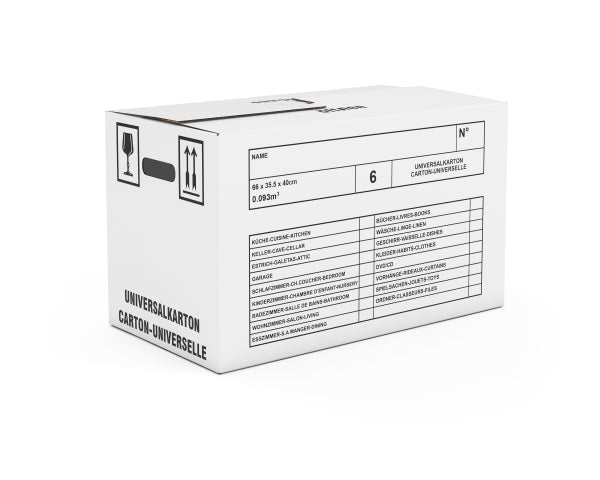 Versandkarton – 660 × 360 × 400 mm, 2-wellig, weiss, mit Tragegriffen – 10 Stk.