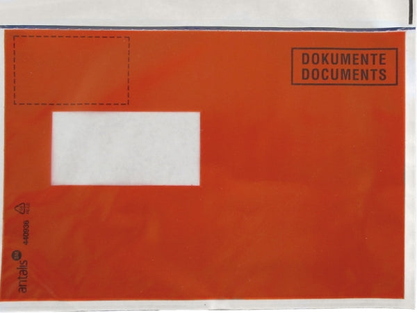Dokumententaschen C5, mit Fenster links, selbstklebend, Polyethylen, rot – 1'000 Stk.