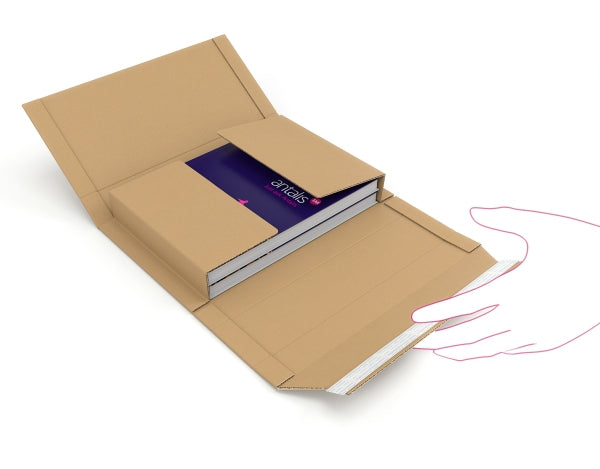 Antalis Versandkarton – 455 × 320 × 80 mm, selbstklebend, höhenverstellbar, braun