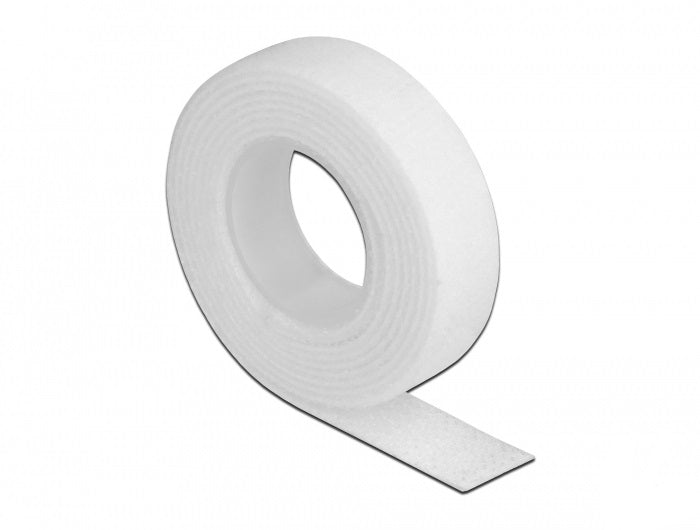 DeLOCK Klettband, 13 mm × 1 m, wiederverwendbar – weiss