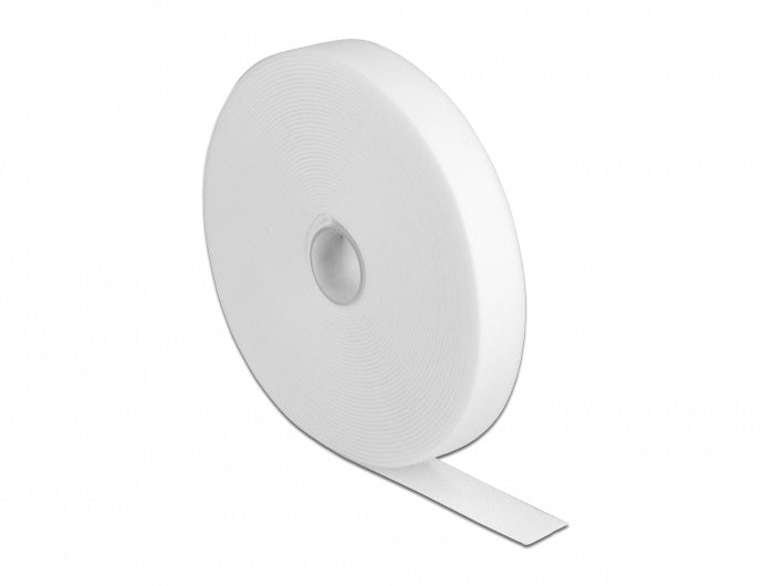 DeLOCK Klettband, 20 mm × 10 m – Weiss