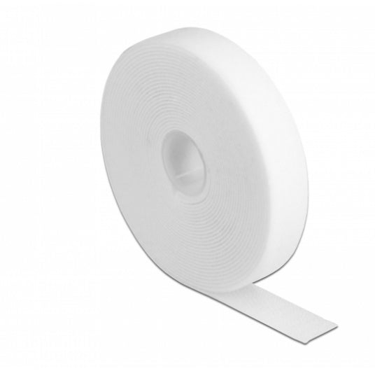 DeLOCK Klettband, 5 m × 20 mm – Weiss