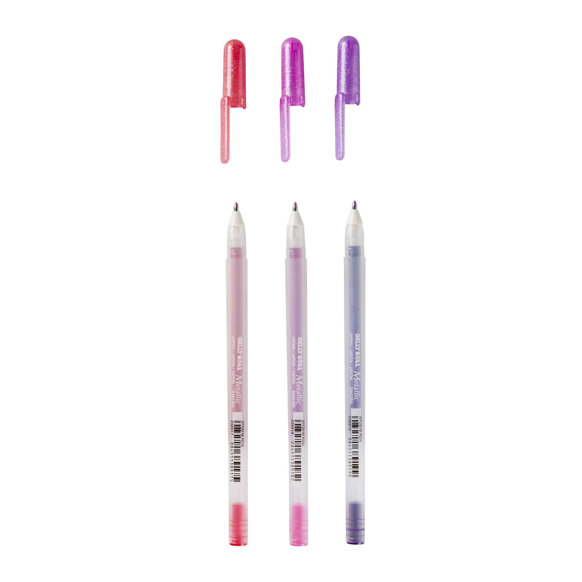 Sakura Gelly Metallic Gelschreiber 3er Set – 3 Farben, 0,5 mm, schnelltrocknend, für dunkles Papier, Kappe