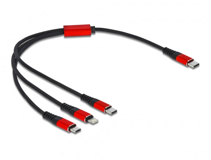 DeLOCK Multi-Kabel – 3-in-1 USB-C auf USB-C/Micro-USB/Lightning 0,3 m – für iPhone/Android