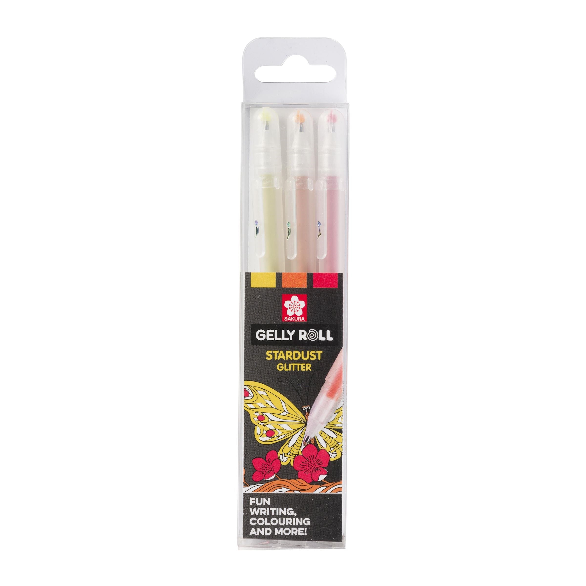 Sakura Gelly Roll Gelschreiber, Kappe – kupfer/gold/rot, Spitze 0,5 mm, glitzernd, 3er-Set