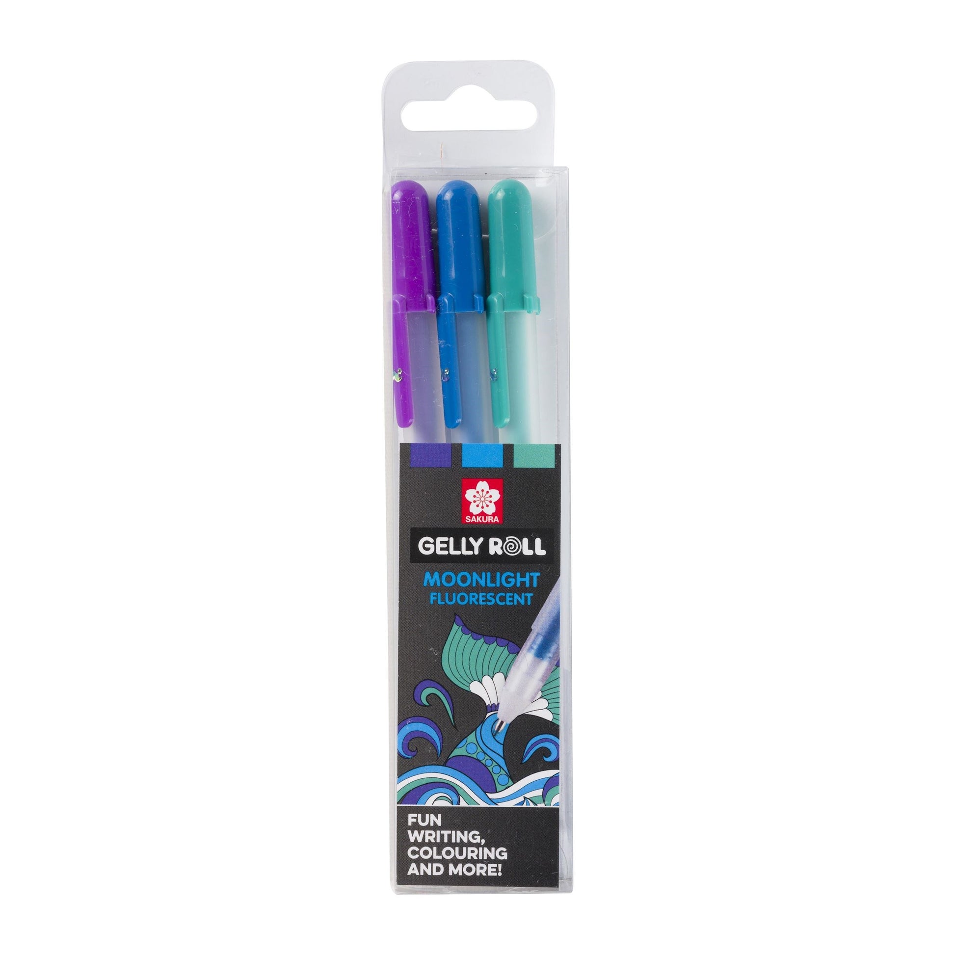 Sakura Gelly Roll Gelschreiber, Kappe – blau/türkis/violett, Spitze 0,5 mm, pigmentiert, deckend, 3er-Set