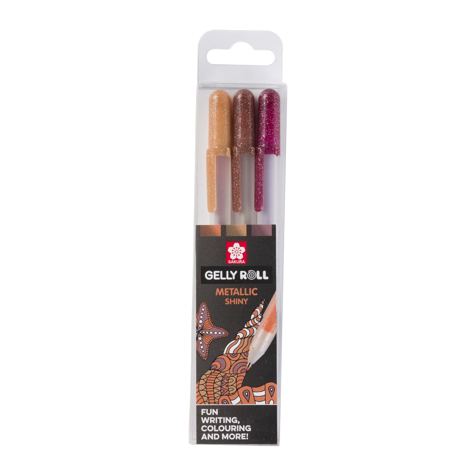 Sakura Gelly Metallic Gelschreiber 3er Set – 3 Farben, 0,5 mm, schnelltrocknend, für dunkles Papier, Kappe