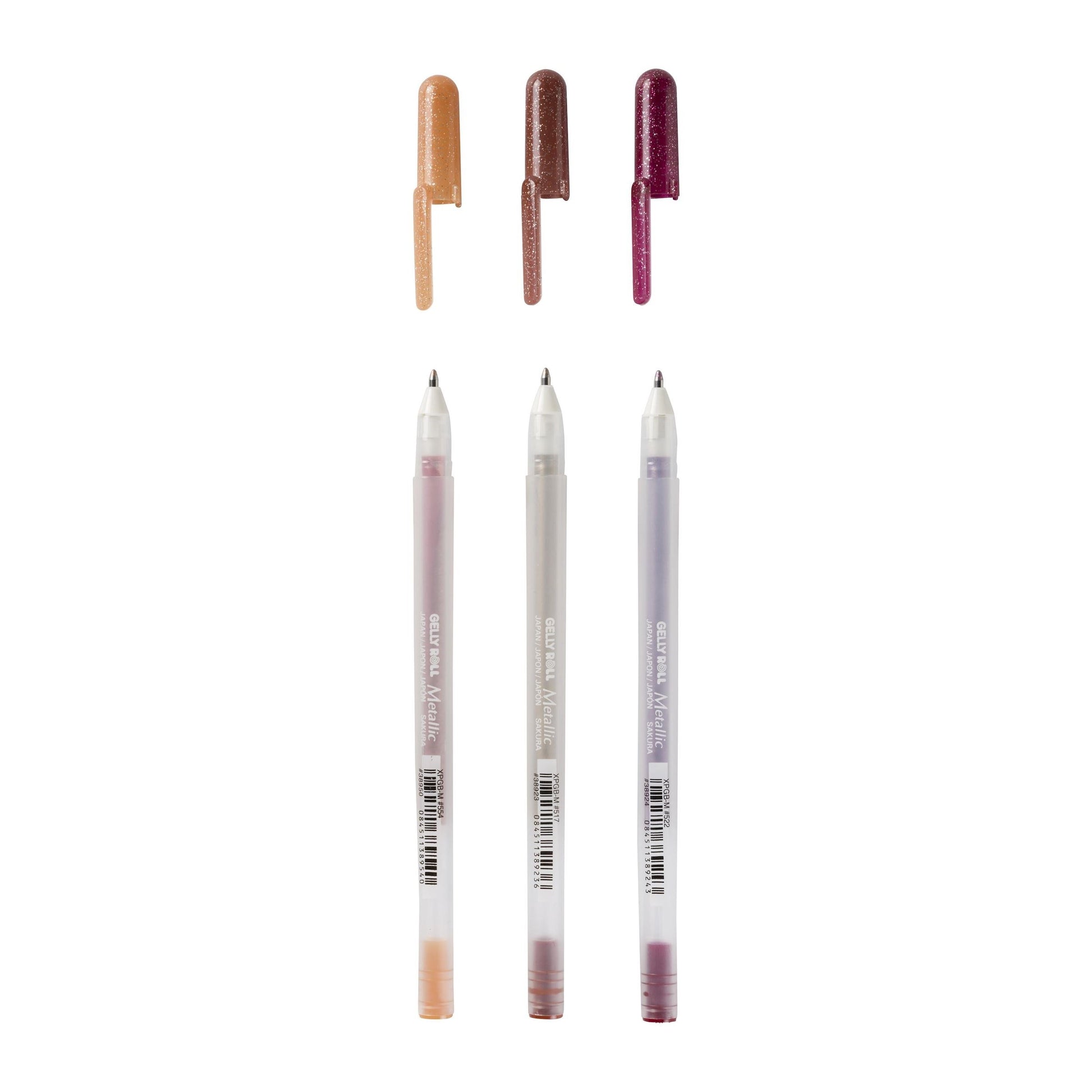 Sakura Gelly Metallic Gelschreiber 3er Set – 3 Farben, 0,5 mm, schnelltrocknend, für dunkles Papier, Kappe