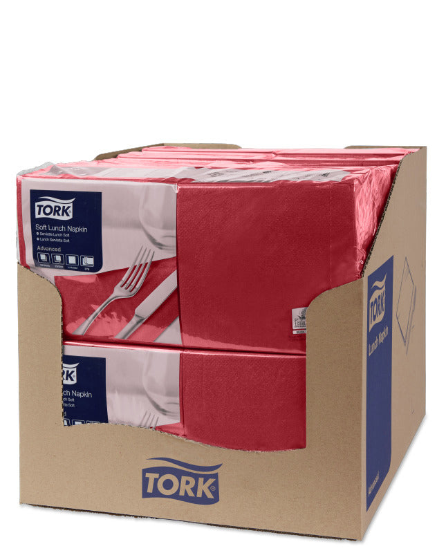 Tork Servietten – 33 × 33 cm – 3-lagig, Tissue – 150 Stk., weinrot
