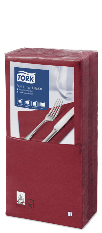 Tork Servietten – 33 × 33 cm – 3-lagig, Tissue – 150 Stk., weinrot