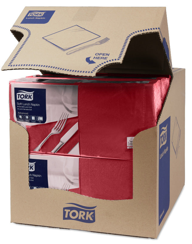 Tork Servietten – 33 × 33 cm – 3-lagig, Tissue – 150 Stk., weinrot