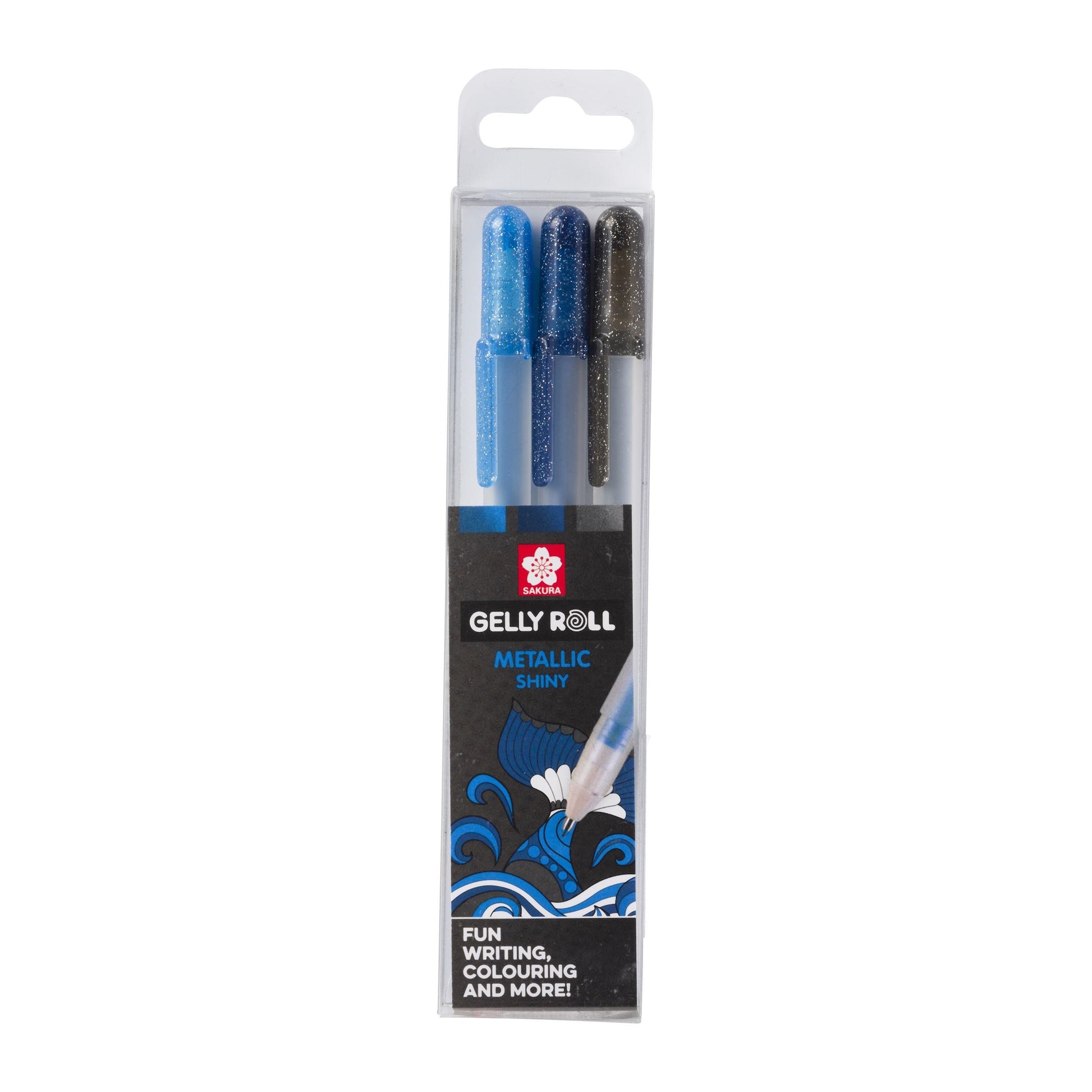 Sakura Gelly Gelschreiber 3er Set – 3 Farben, 0,5 mm, schnelltrocknend, für dunkles Papier, Kappe