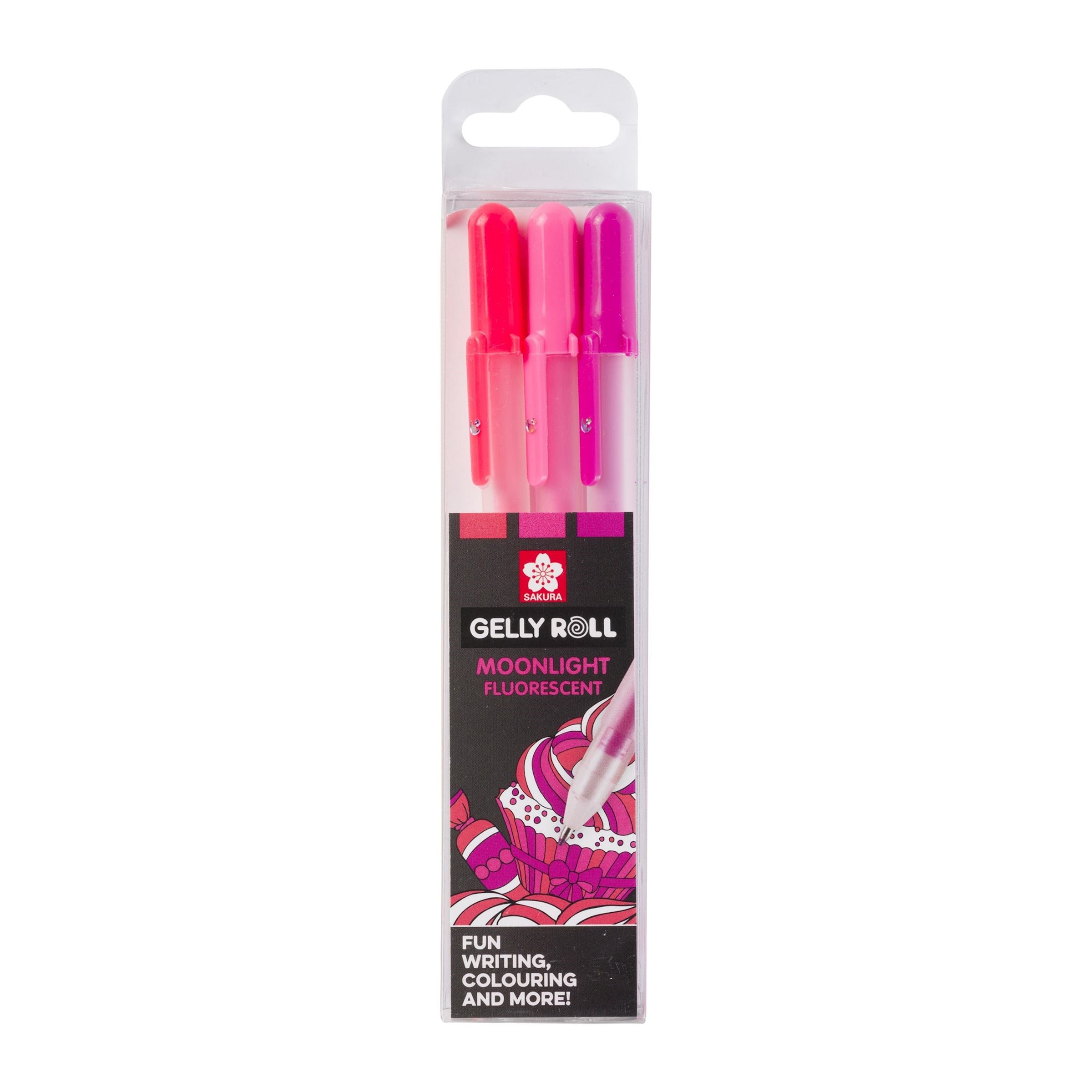 Sakura Gelly Roll Gelschreiber, Kappe – pink/violett/rose, Spitze 0,5 mm, pigmentiert, deckend, 3er-Set