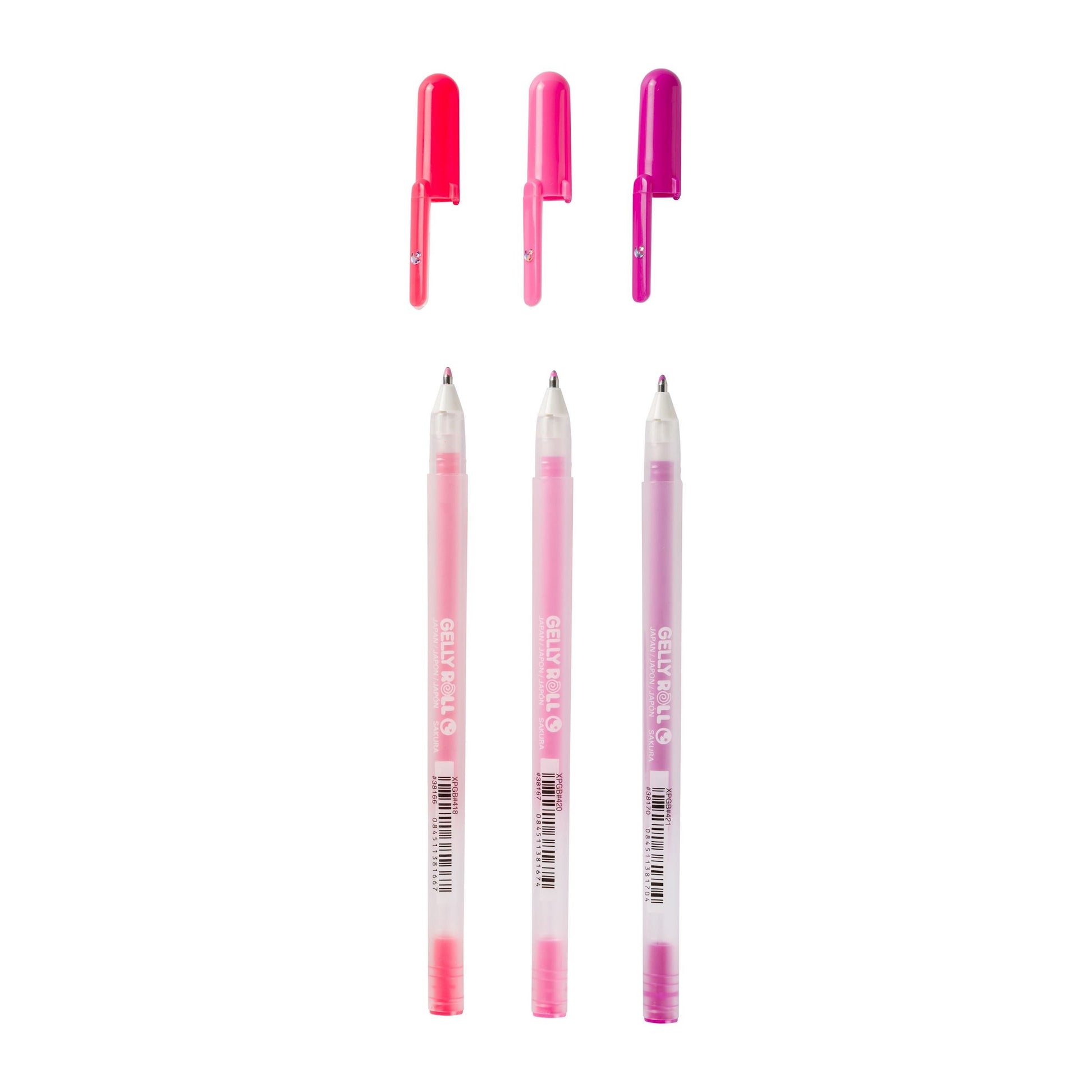 Sakura Gelly Roll Gelschreiber, Kappe – pink/violett/rose, Spitze 0,5 mm, pigmentiert, deckend, 3er-Set