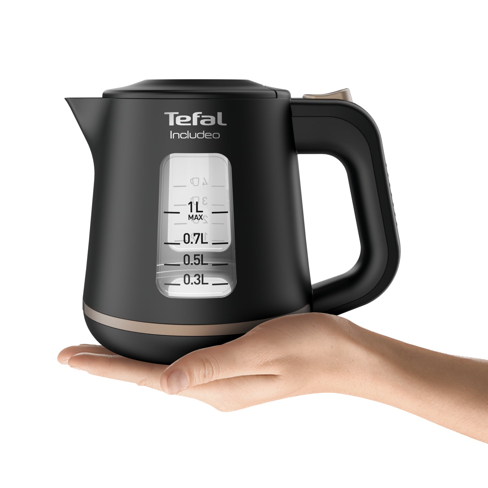 Tefal Includeo KI5338 – Wasserkocher 1 l, 2400 W, Kunststoff, Schwarz