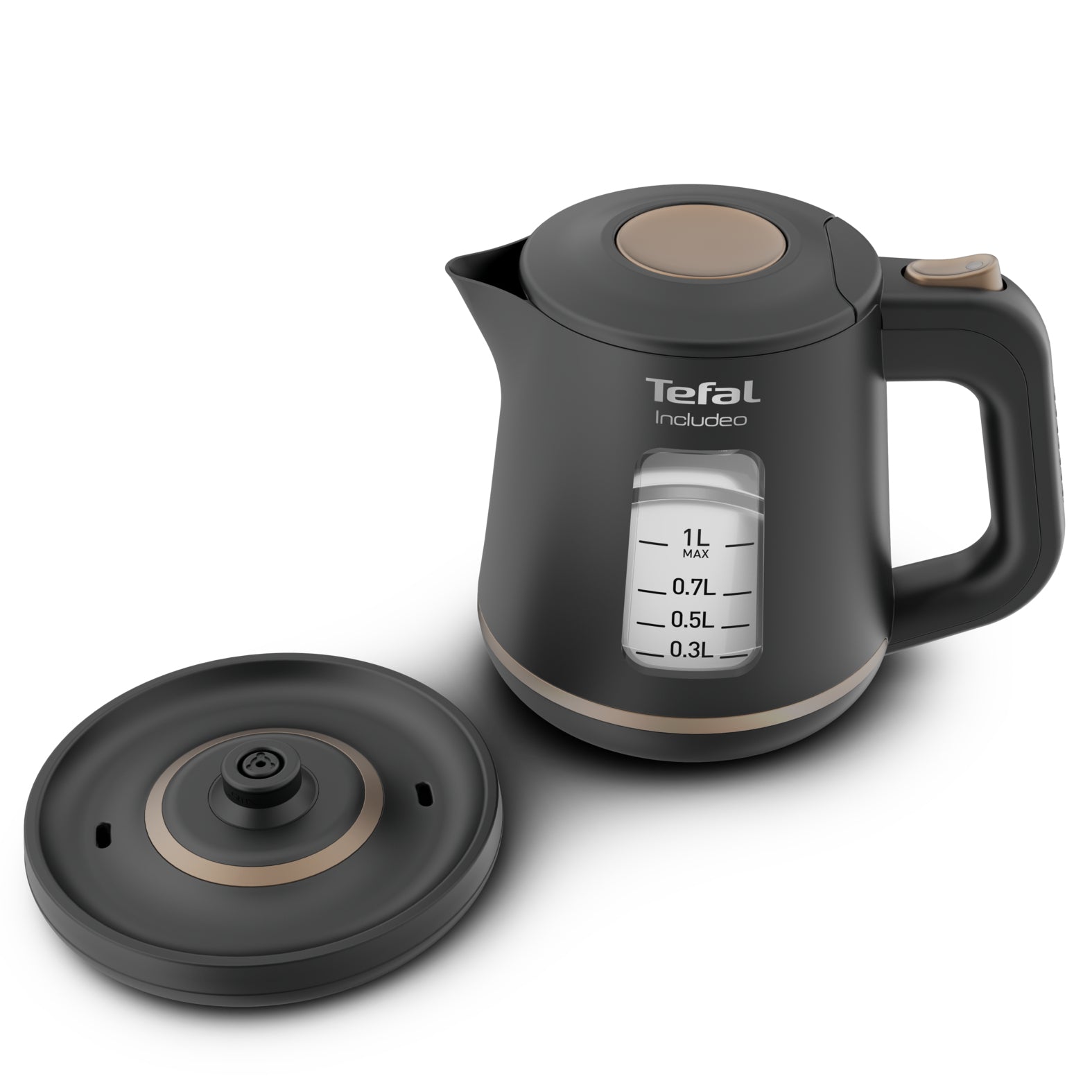 Tefal Includeo KI5338 – Wasserkocher 1 l, 2400 W, Kunststoff, Schwarz