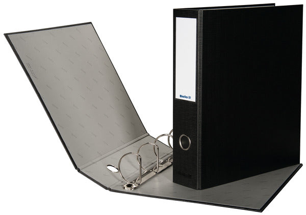 Biella Dinor-Quatro Zeigebuch – A4 Hochformat – 4-Ring Bügelmechanik, Ø 50 mm, Rücken 70 mm – Schwarz, Karton, FSC