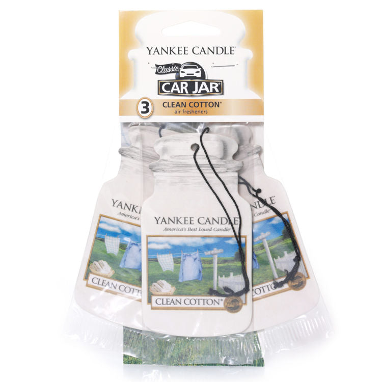 Yankee Candle Clean Cotton – Auto-Lufterfrischer Anhänger, 3er-Pack, 30 Tage