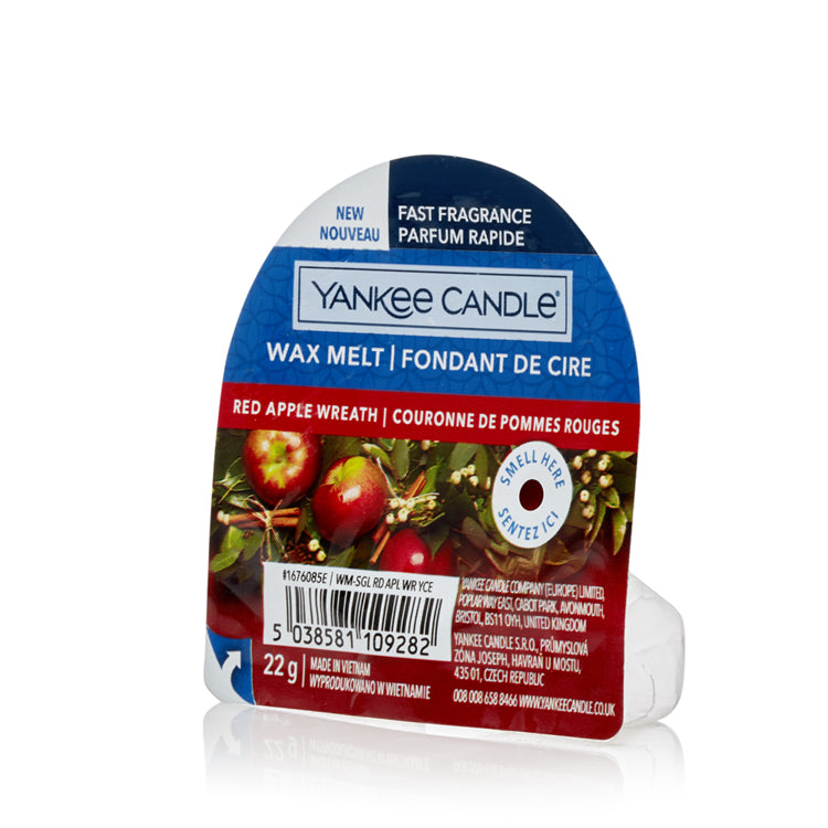 Yankee Candle Red Apple Wreath – Duftwachsplättchen – Duft: Zucker – Ø 7 × 3 cm – 1-teilig, rot