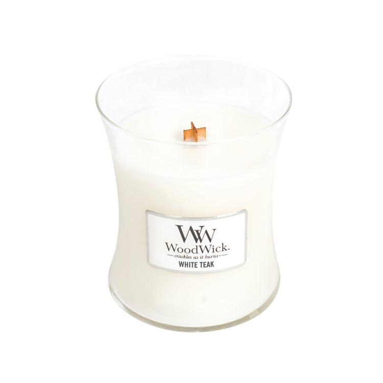 WoodWick Duftkerze, Weiss, Glas, Ø 10 cm × 11 cm, Parfümiert (Lavendel), 1 Stück