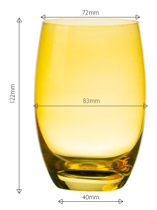 Lunasol Trinkglas – 460 ml, Ø 8,3 cm, H 12,2 cm, Kristallglas, Gelb, spülmaschinenfest
