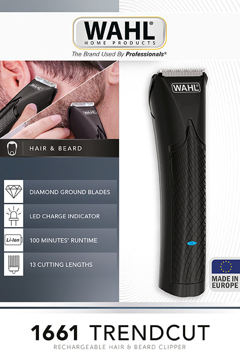 Wahl Haarschneider Trendcut – Li-Ion-Akku, 100 min Laufzeit – 0,9–25 mm – Schwarz