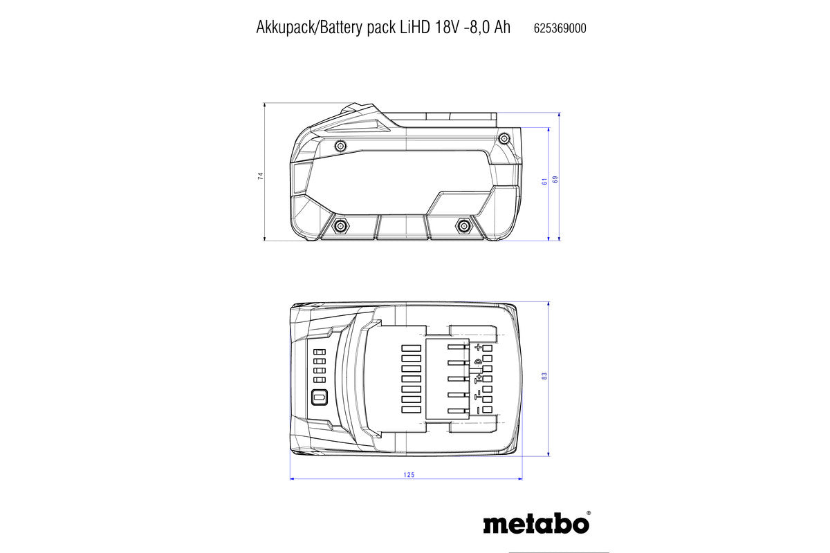 Metabo Akku 18 V 10000 mAh 180,00 Wh Li-Ion – für CAS Geräte