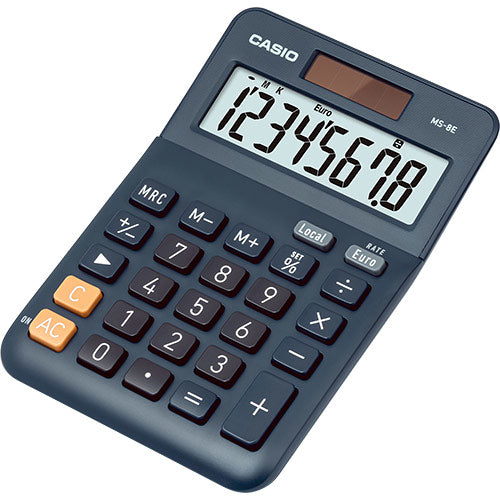 Casio MS-8E Tischrechner – 10-stellig – Batterie – Schwarz/Grau/Orange