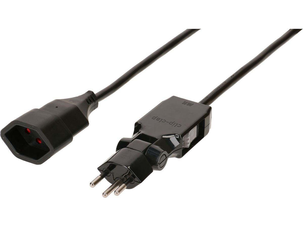 Max Hauri AG Max Hauri Verlängerungskabel T12–T13, 5 m, 1 mm², Drehwinkelstecker, Kinderschutz – Schwarz