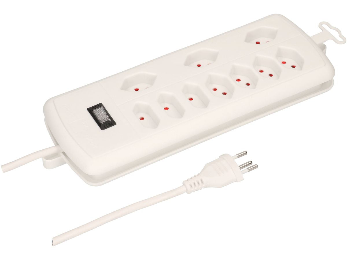 Max Hauri AG Max Hauri Kabelbox – mit Steckerleiste (7 AC-Ausgänge), Ein-/Ausschalter – Kunststoff – Weiss – 138 × 155 × 40