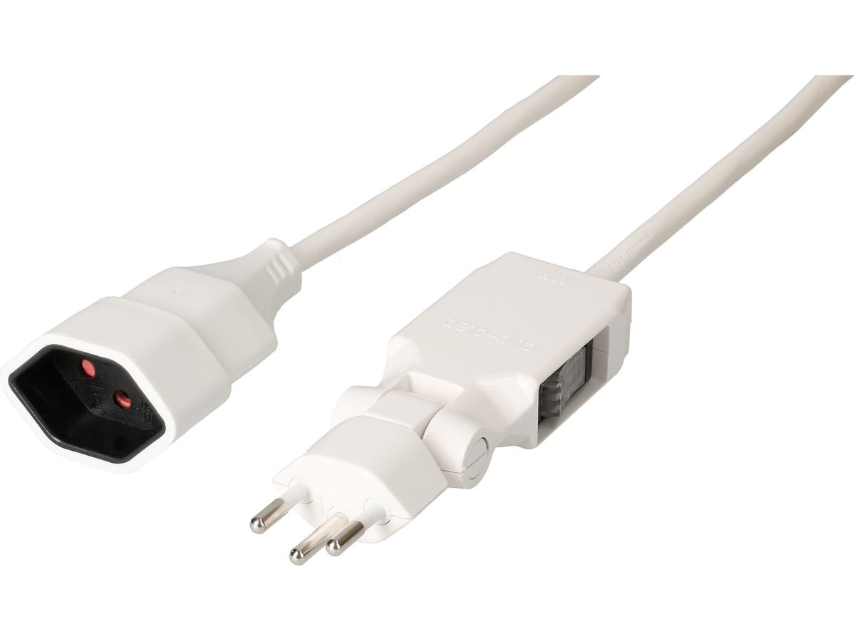 Max Hauri AG Max Hauri Verlängerungskabel – T12–T13, 3 m, mit Kinderschutz, 3×1 mm², weiss