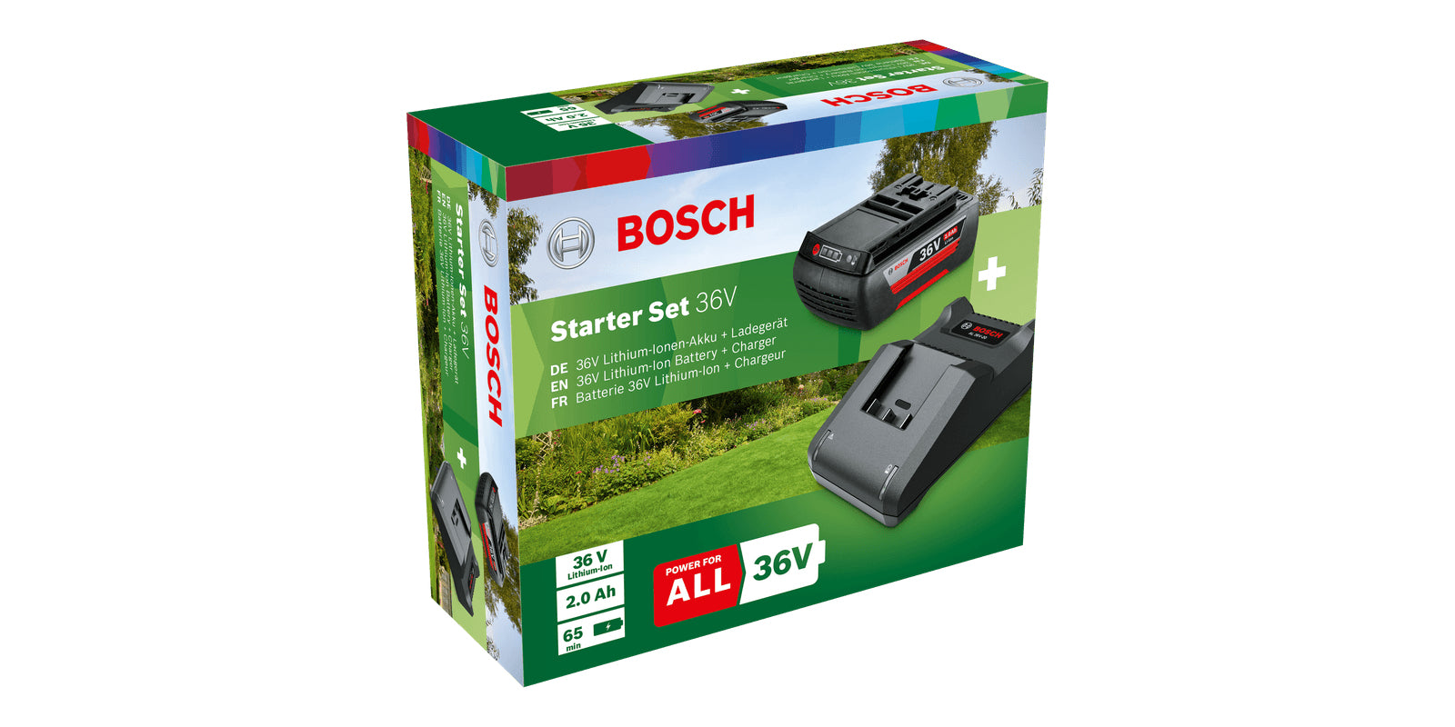 Bosch Akku- & Ladegerät-Set 36 V 2,0 Ah (72 Wh) – 2 Stk – für POWER FOR ALL 36 V