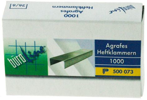 Buroline Heftklammern – 26/6, 1'000 Stück