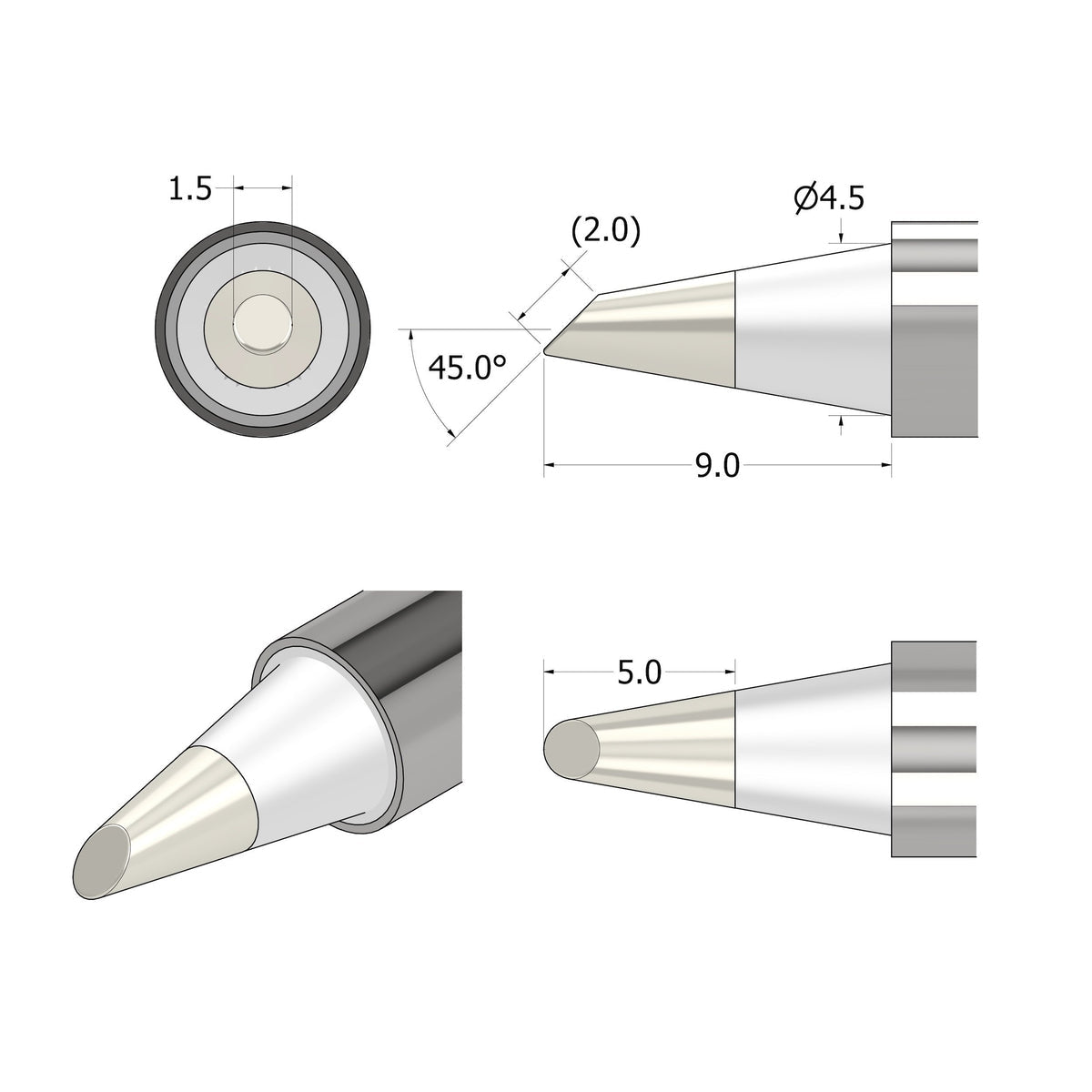 iFixit Power Series Lötspitze 1,5 mm – 100 W – für FixHub Smart Lötkolben – 1 Stk