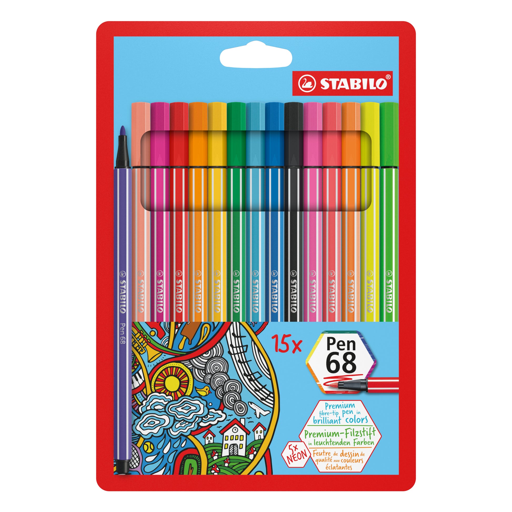 STABILO Fasermaler, Strichbreite 1 mm, 15 Farben