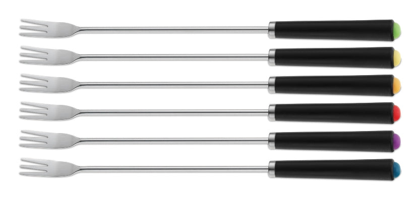 Kela Morena Fonduegabeln – 6er-Set, 24,5 cm, Edelstahl, Schwarz, für Käsefondue