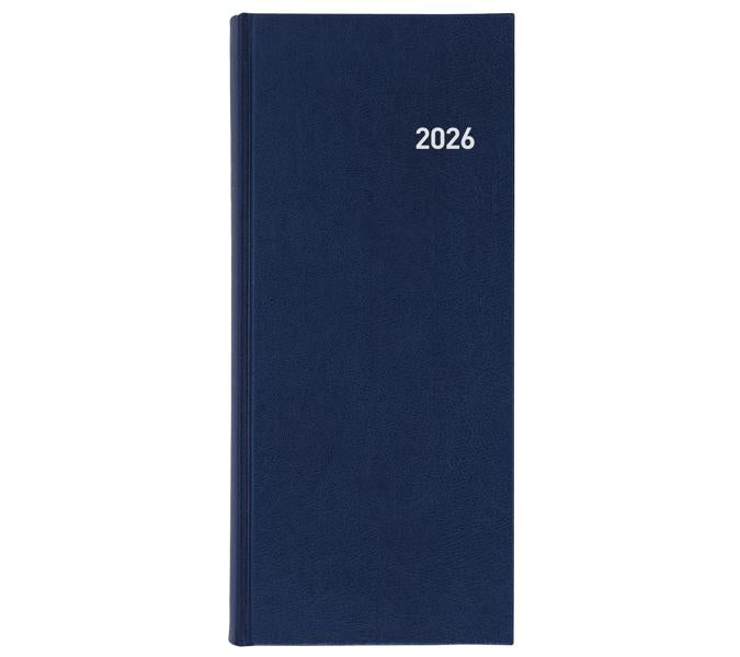 Biella Le Jour Agenda – 1 Tag pro Seite, gebunden, 13,5 × 31,5 cm, 2026, 1/4-Stunden-Takt, Dunkelblau, FSC