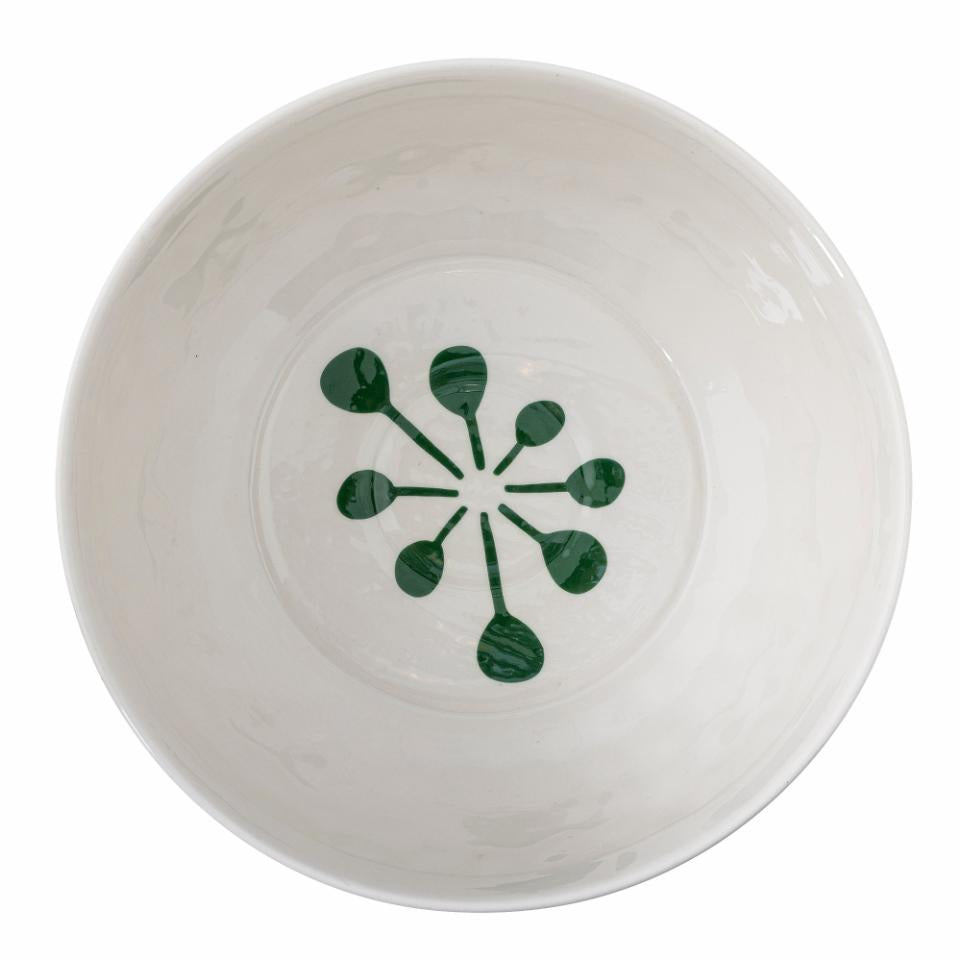 Bloomingville Salatschüssel Mediterranean – 3,3 l, Ø 28,0 cm, H 9,0 cm, Steingut, spülmaschinenfest