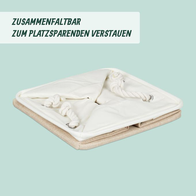 Relaxdays Aufbewahrungsbox ohne Deckel – Leinen/Textil – Weiss – mit Griff, 4 Stück – 330 × 330 × 330 mm