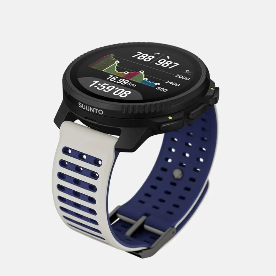 Suunto Vertical 2 49 mm GPS – Edelstahl Schwarz, Sportarmband, Blau, 100 m, für Android und iPhone