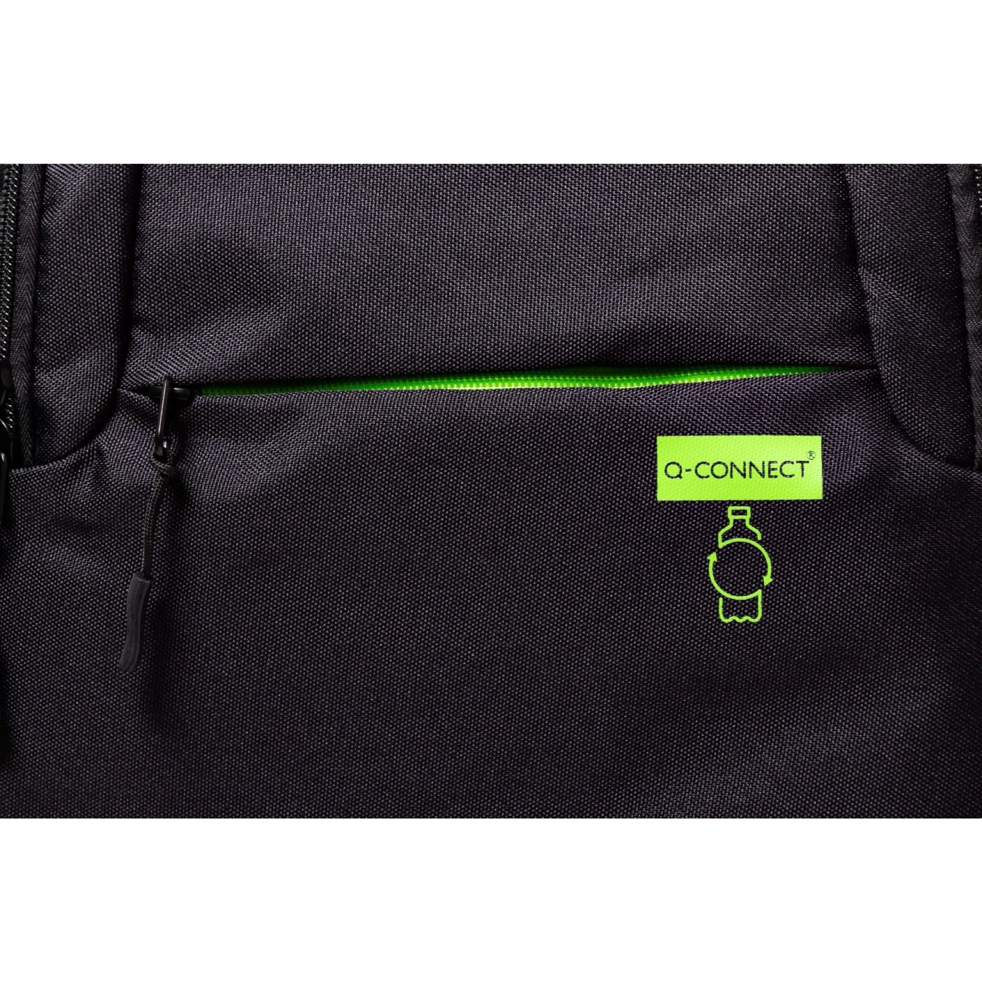 Q-Connect Notebook-Rucksack – für Notebooks bis 15,6", Aufsteckfunktion, recyceltes PET (rPET), schwarz