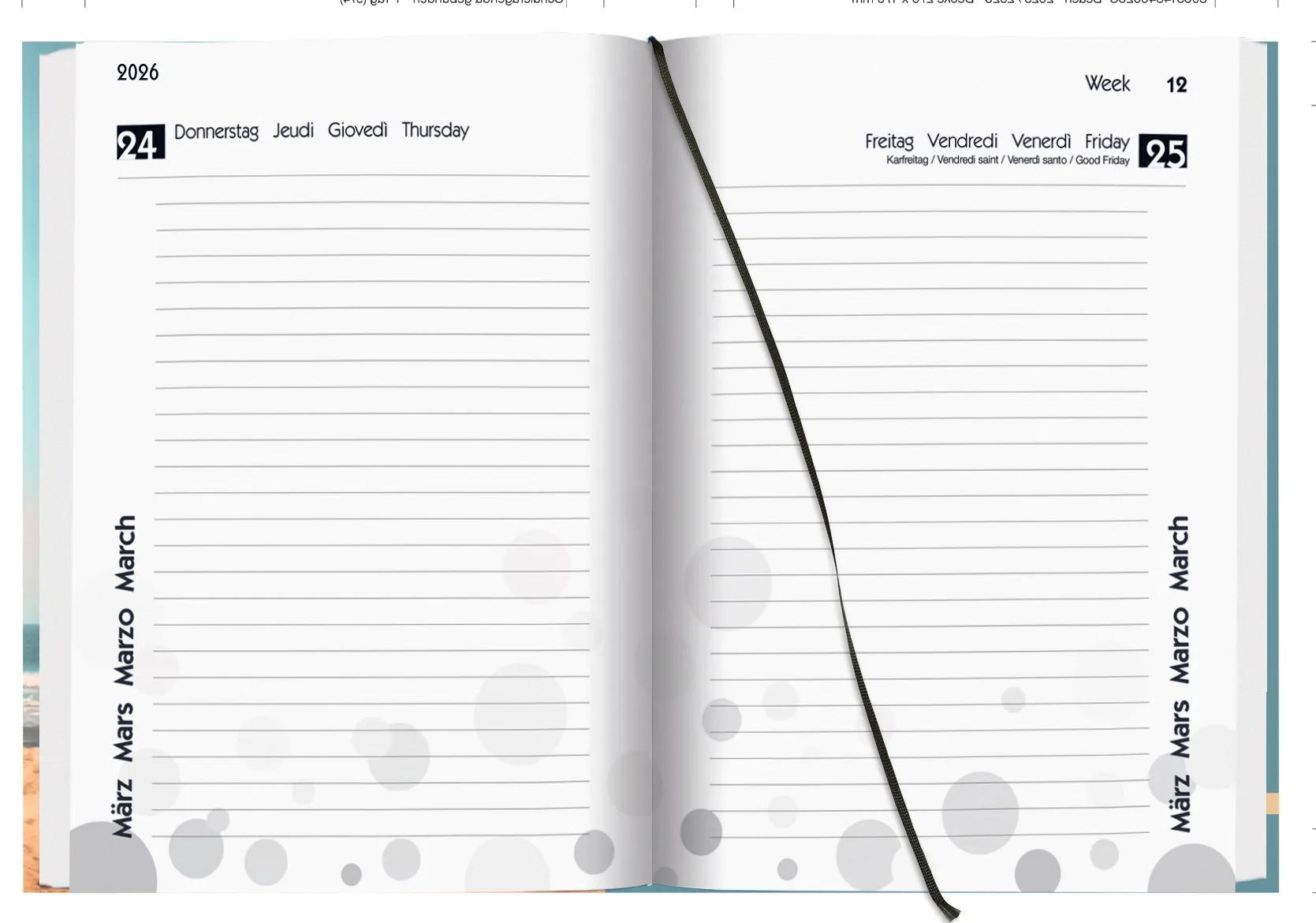 Biella mydiary Schüleragenda – 1 Tag/Seite, gebunden, 12 × 16,5 cm, Aug–Jul, Beach, FSC