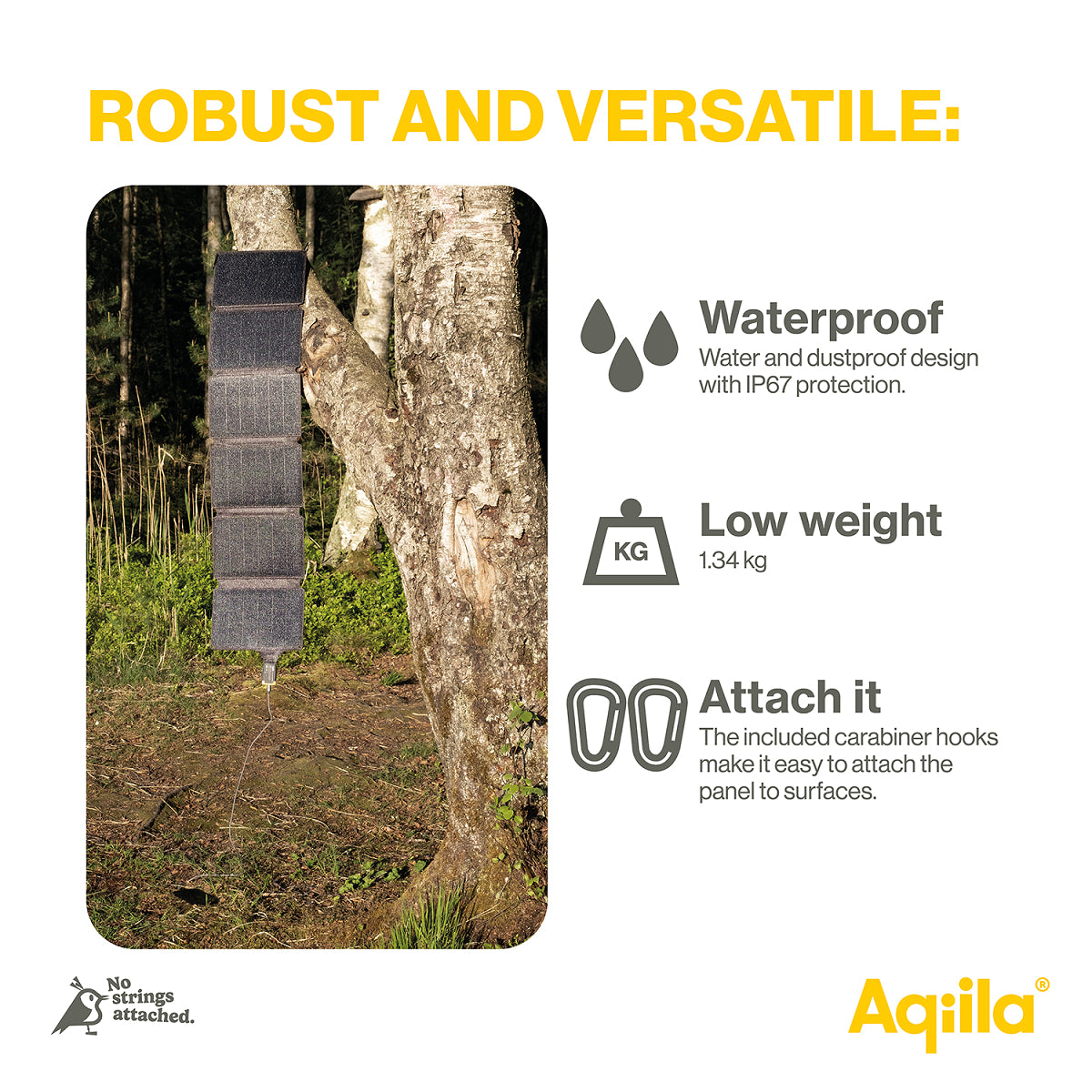 Aqiila Sunbird P56 Solarpanel-Ladegerät 56 W – USB-C×1, IP67 – für Camping – Grau
