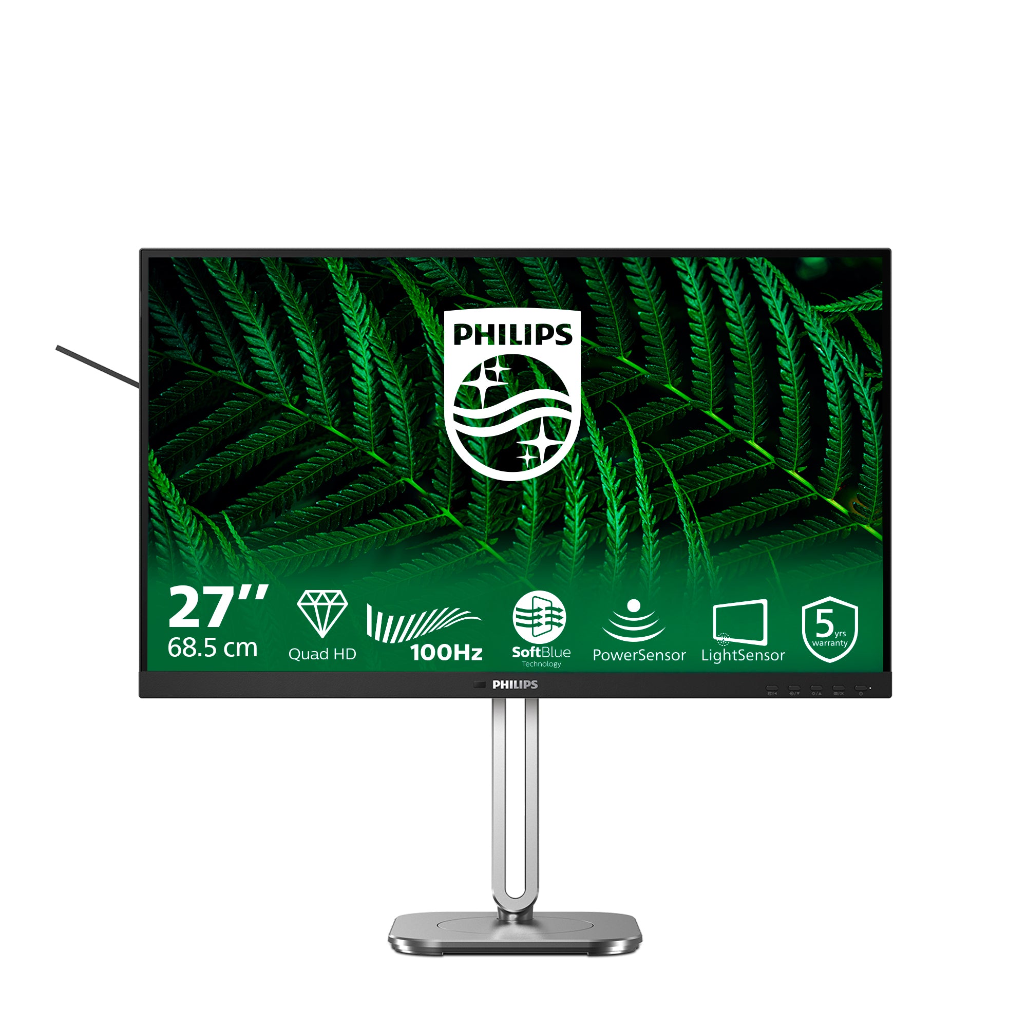 Philips 27B2G5500/00 – Monitor, 27", 300 cd/m², Adaptive Sync, Lautsprecher, Pivot, VESA 100 × 100, Grau